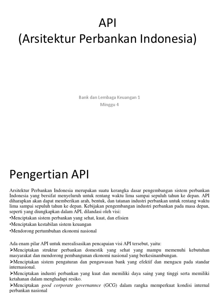 API (Arsitektur Perbankan Indonesia) BLK 1 | PDF | Pengelolaan Keuangan ...