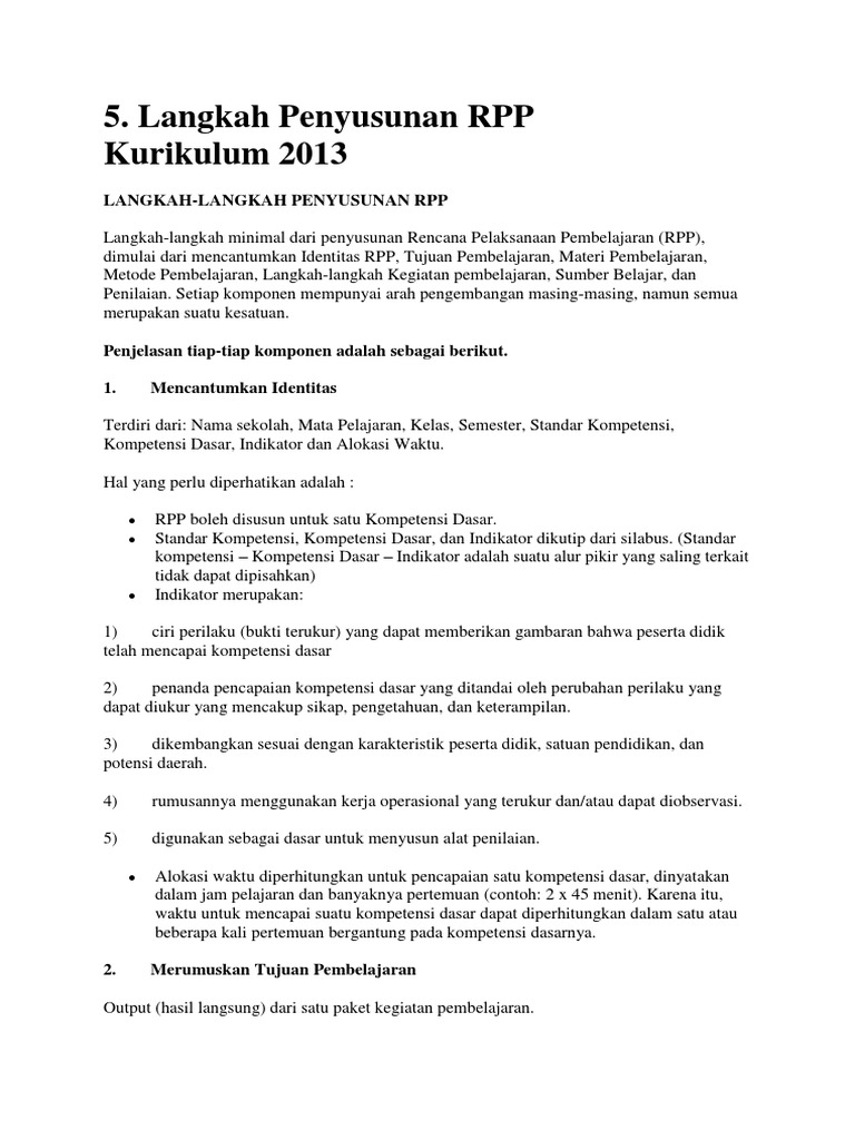 Contoh Penyusunan RPP K13 | PDF