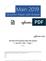 JEE Main 2019 Question Paper 11 Jan Shift 1