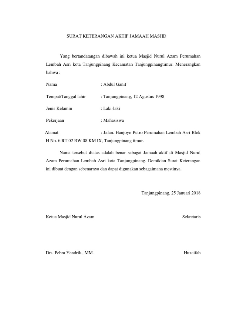 SURAT KETERANGAN AKTIF JAMAAH MASJID.docx