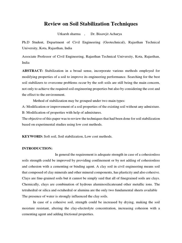 Review On Soil Stabilization Techniques | PDF | Fly Ash | Asphalt