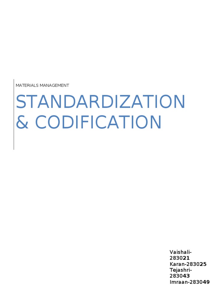 Standardization Codification | PDF | Standardization | Inventory