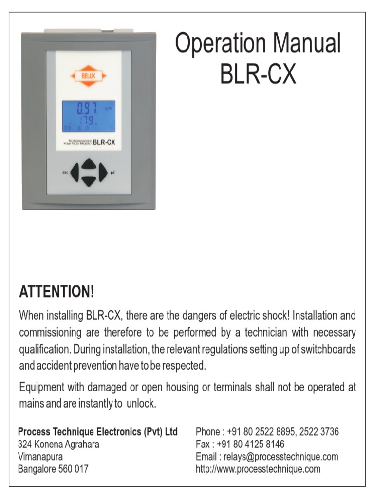 BLR-CX Installation and Operation Guide | PDF | Capacitor | Electrical ...