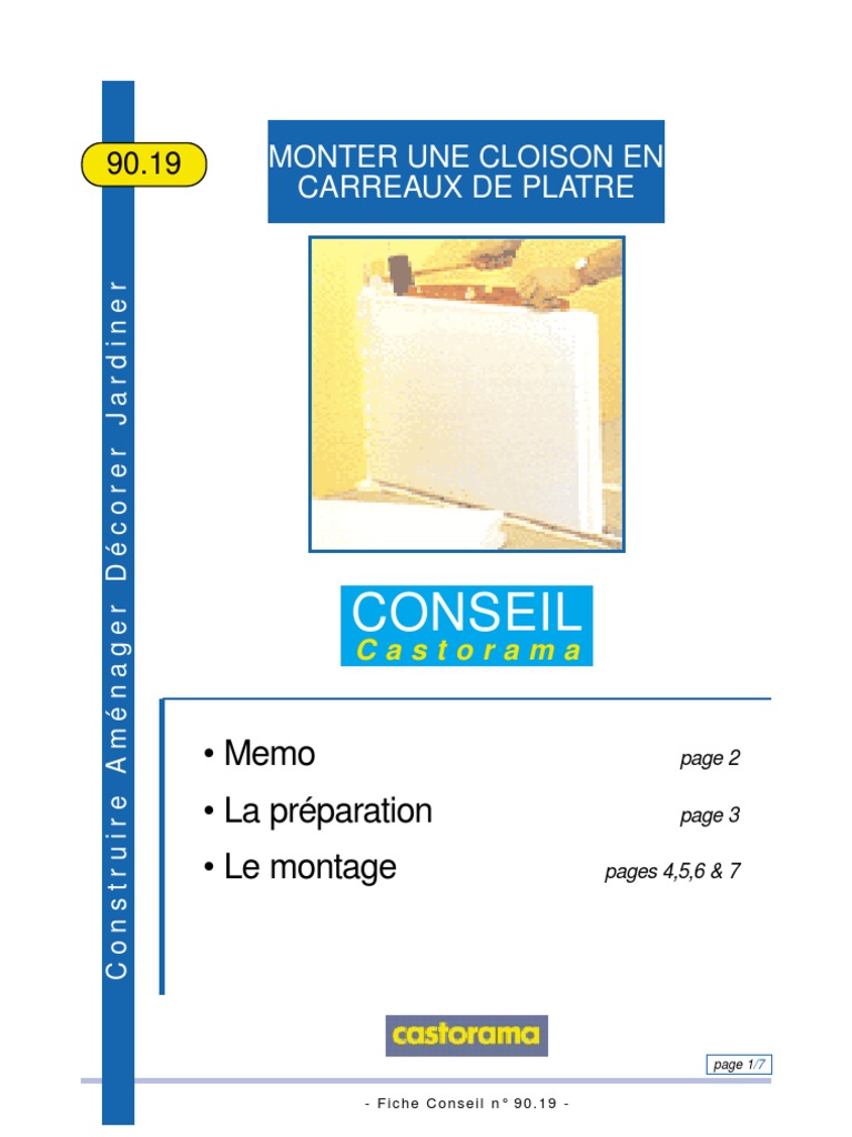 Monter une cloison en carreaux de plâtre | PDF | Plâtre | Ingénierie ...