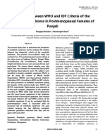 Relation between WHO and IDF Criteria of the Metabolic Syndrome in Postmenopausal Females of Punjab
