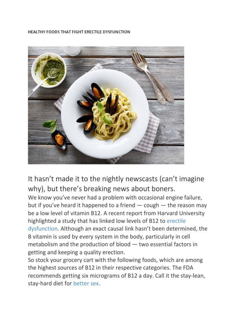 Foods to Combat Erectile Dysfunction | PDF | Vitamin B12 | Oyster