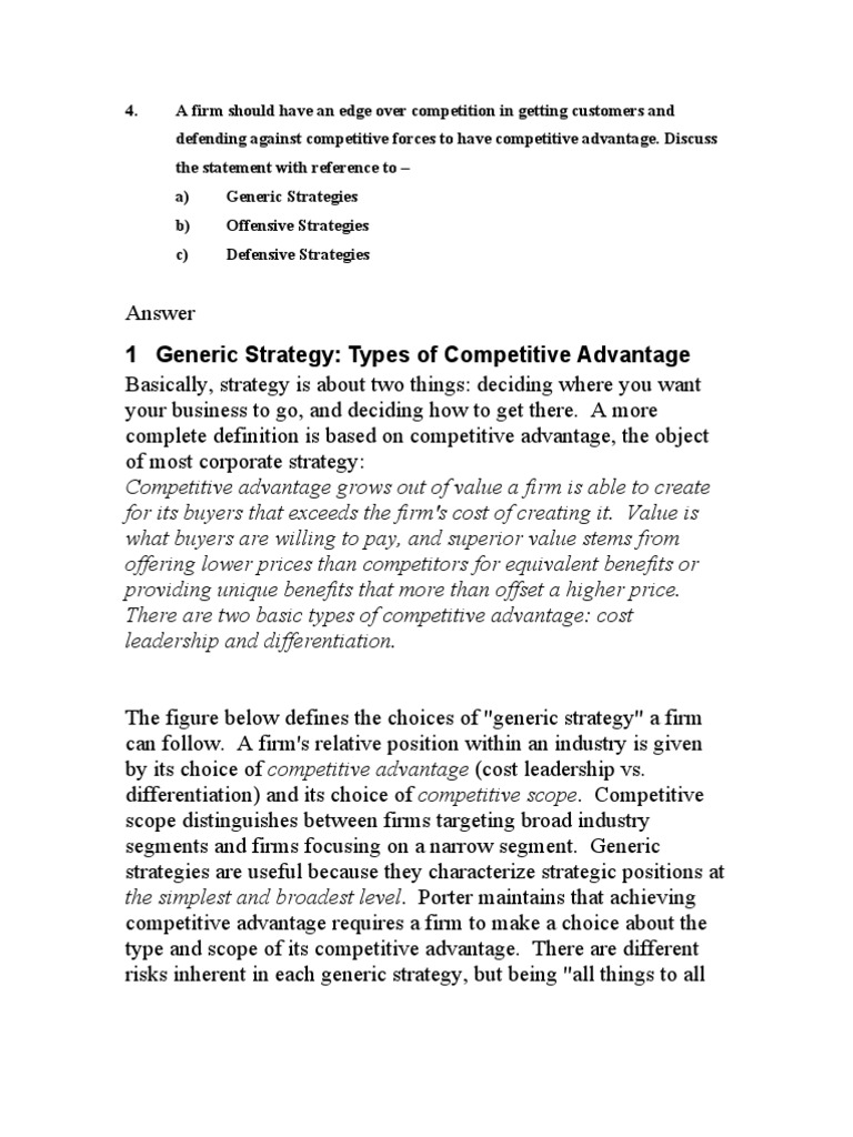 Competitive Advantage Strategies Explained | PDF | Competitive ...
