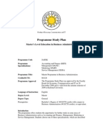 Programme Study Plan: Master's Level Education in Business Administration