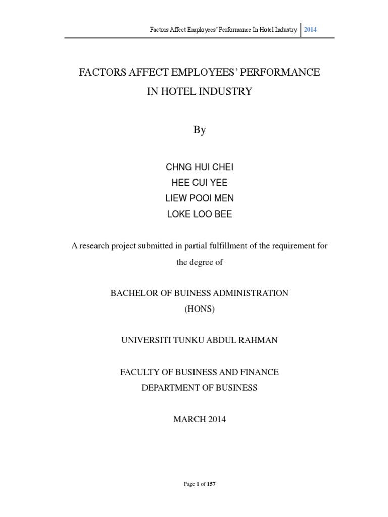 Factors Affect Employees' Performance in Hotel Industry | PDF ...