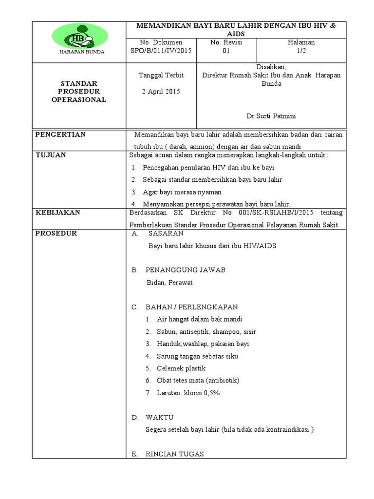 Memandikan Bayi Baru Lahir Dengan Ibu Hiv & Aids | PDF