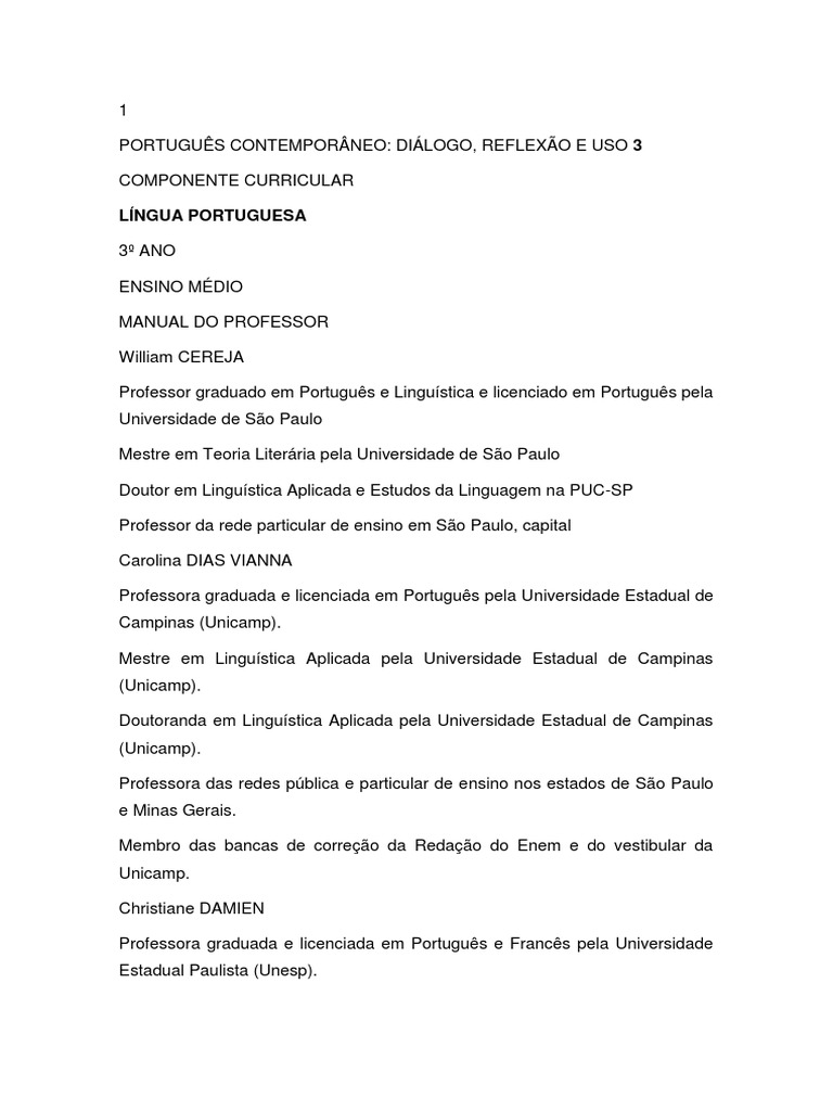 Português Contemporâneo Diálogo, Reflexão e Uso, Volume 3 (PROFESSOR) PDF República Poesia
