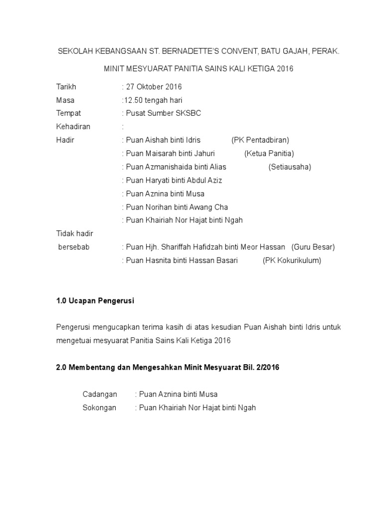 Contoh Powerpoint Mesyuarat Panitia Sainskali Pertama