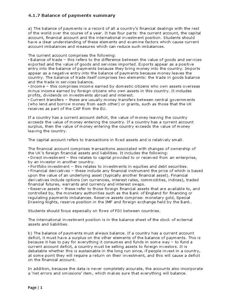Balance of Payments Overview | PDF | Current Account | Balance Of Payments