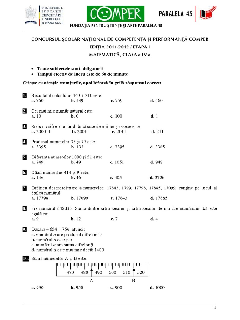 Comper Mate Cls IV (2011-2012) | PDF