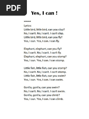 Yes I Can Lyrics Year 3docx