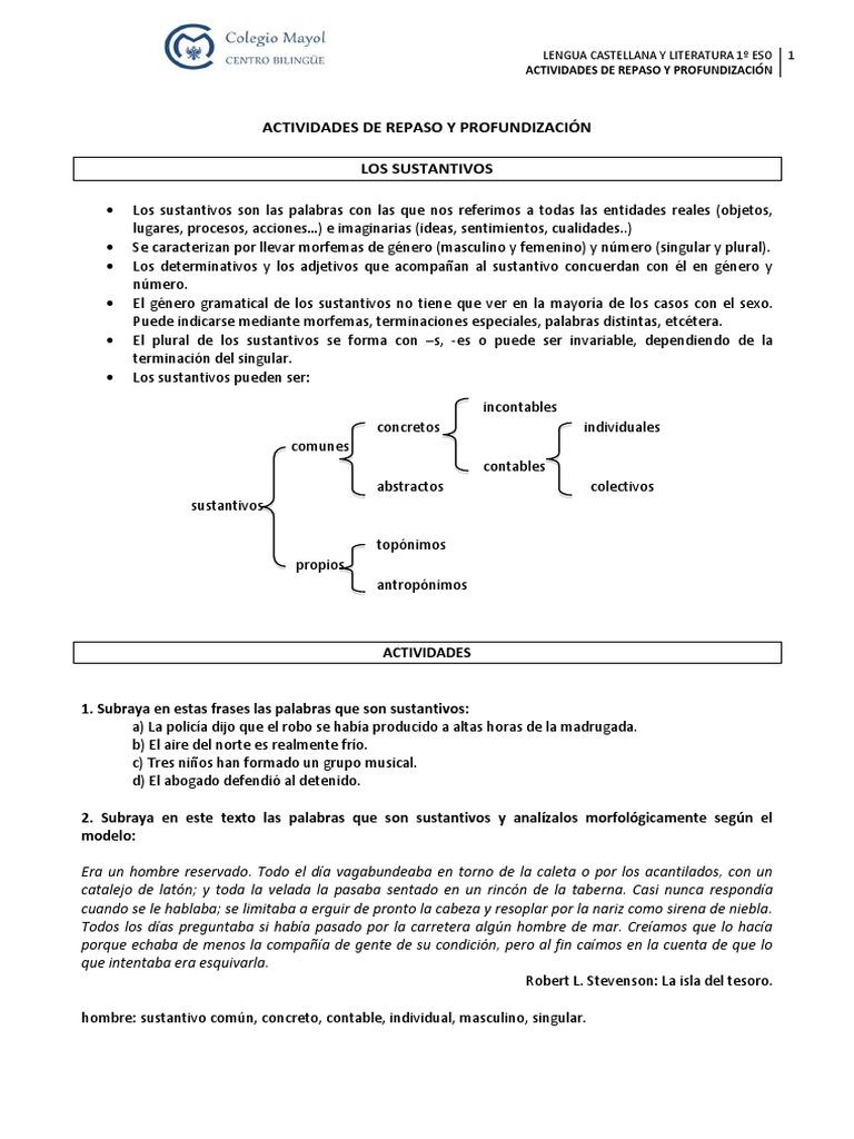 actividades-de-lengua-para-1-eso-pdf-sustantivo-verbo
