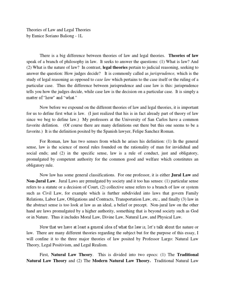 Theories of Law and Legal Theories | Download Free PDF | Jurisprudence ...