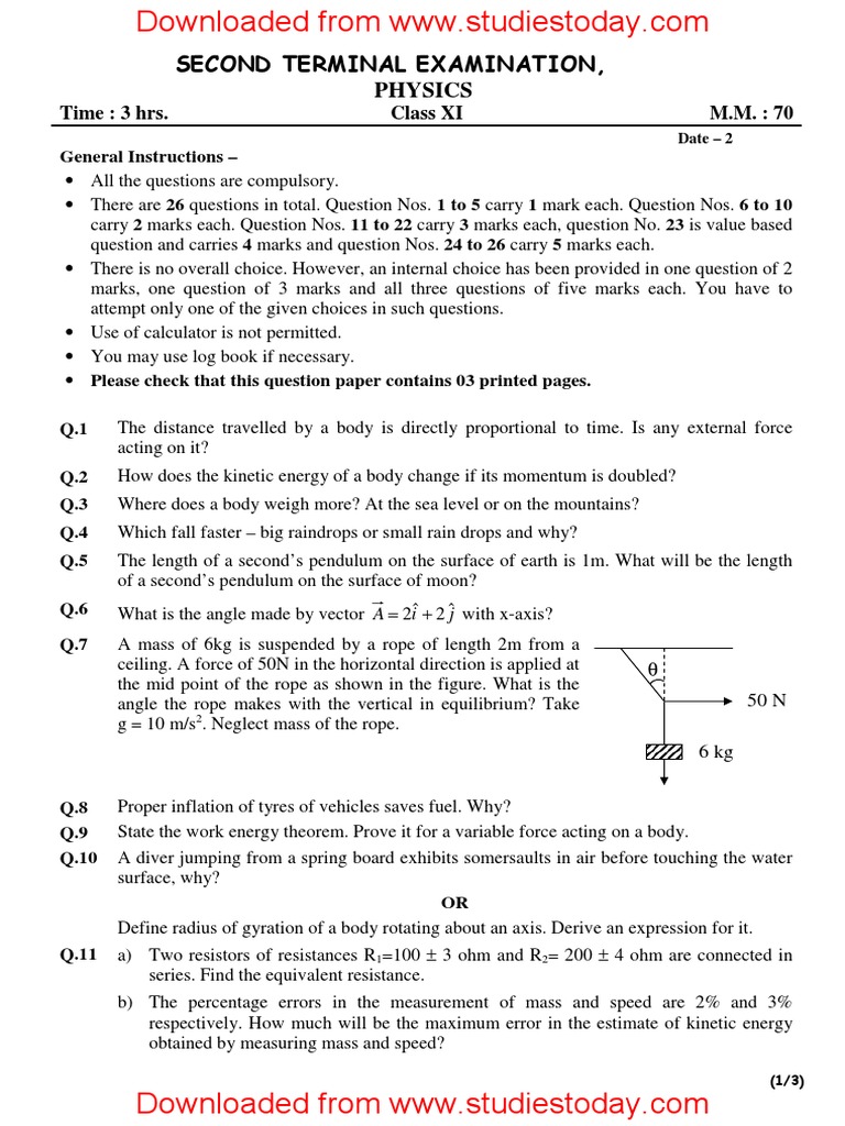 physics assignment class 11