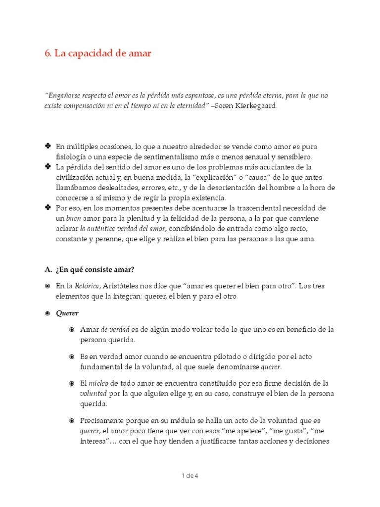 Capacidad de Amar | PDF | Amor | Verdad