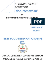 Export Documentation Report for Best Food International