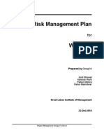 Risk management plan for wedding