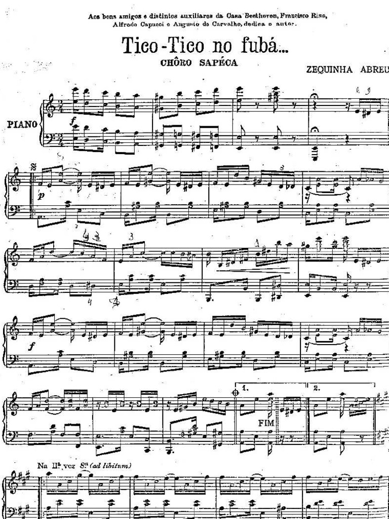 In need of Pledge probability Tico-Tico No Fubá (Zequinha de Abreu) - Partitura Original Piano | PDF
