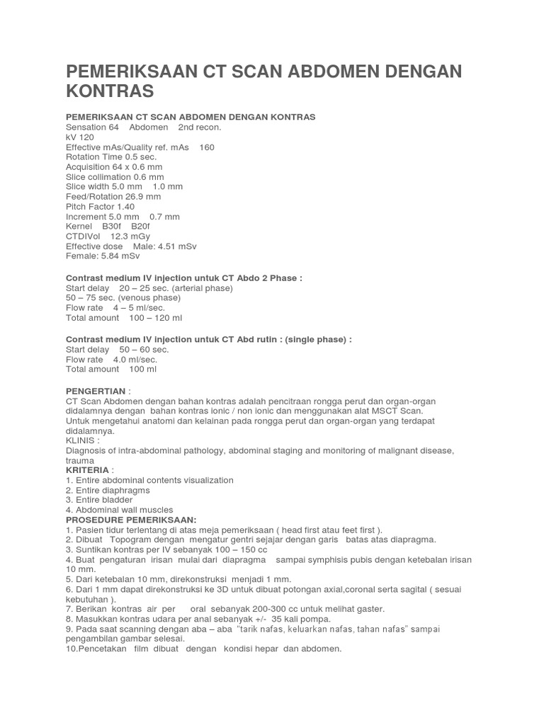 Pemeriksaan CT Scan Abdomen Dengan Kontras PDF
