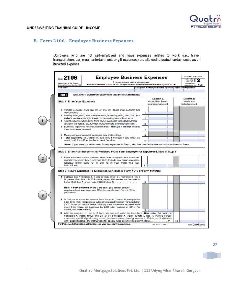 Form 2106 Employee Business Expenses Quatrro Mortgage Solutions Pvt. Ltd. 119 Udyog Vihar