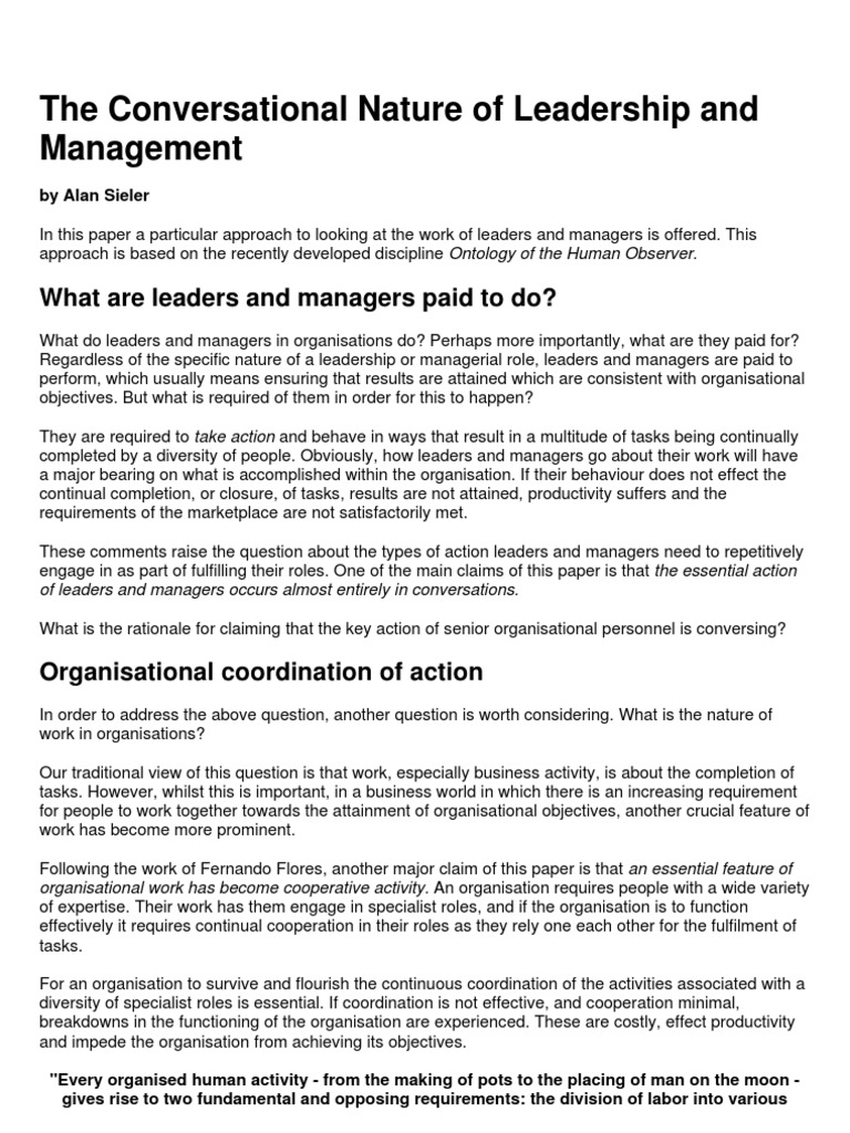 Conversational Leadership Pdf Leadership Communication