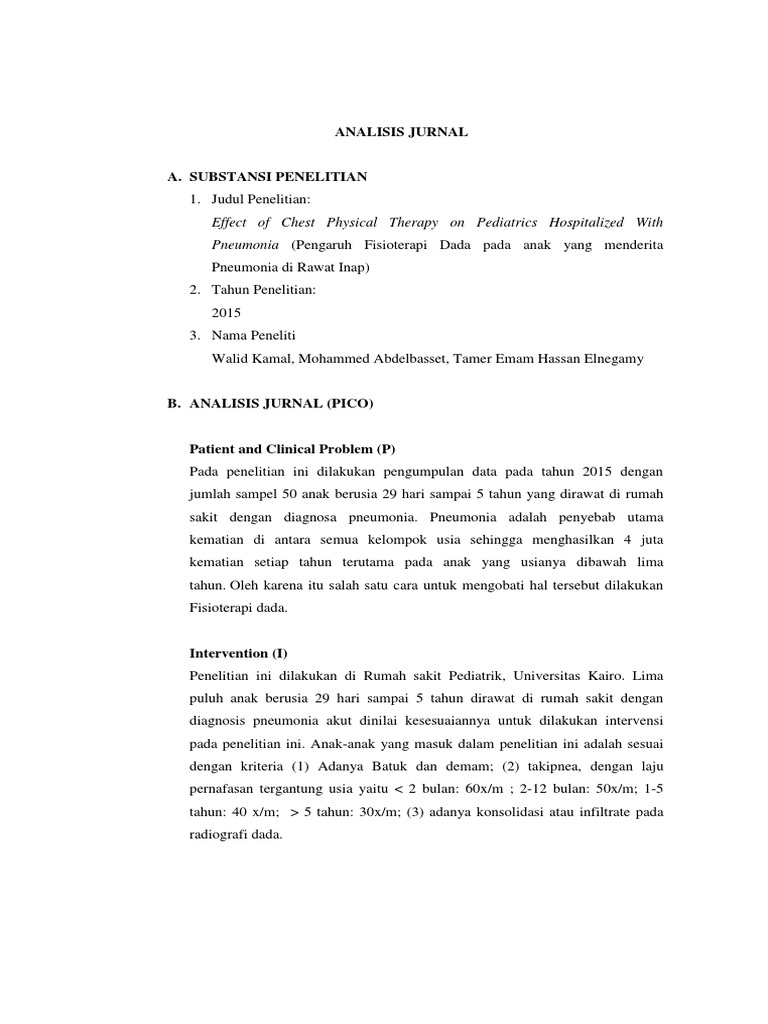 35+ Kumpulan Contoh Analisis Jurnal Pico Yang baik dan Benar