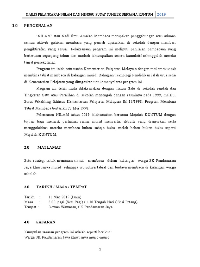 Pelancaran Nilam Bersama Kuntum Pdf