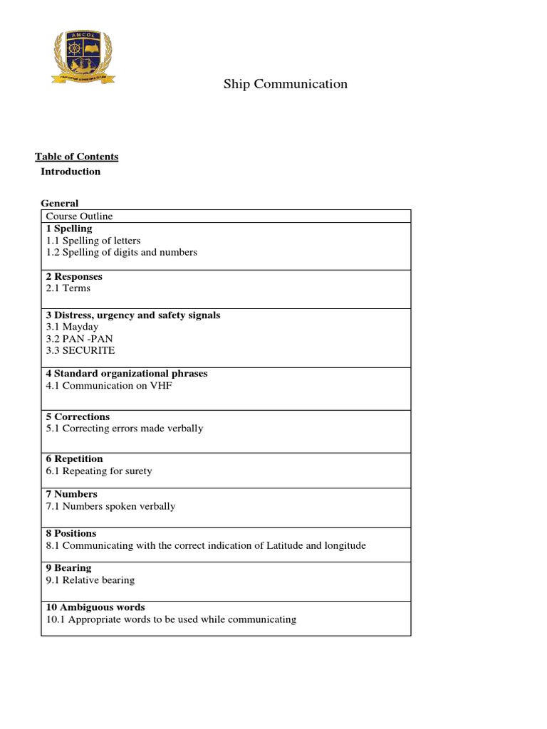 Maritime Communication Standards Guide | PDF | Ships | Waterway And ...