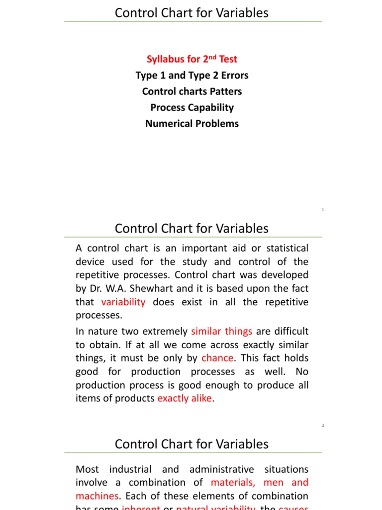 Control Chart For Variables - II Test Syllabus | PDF | Statistics ...