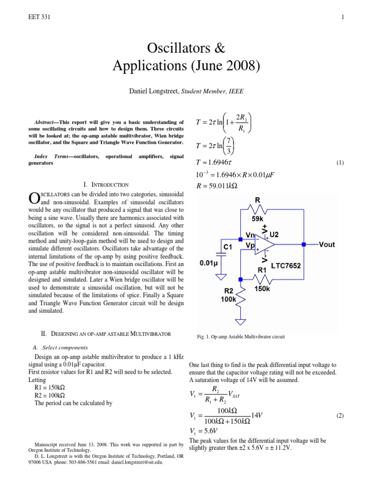 Oscillator Circuit Design Guide | PDF | Electronic Oscillator ...