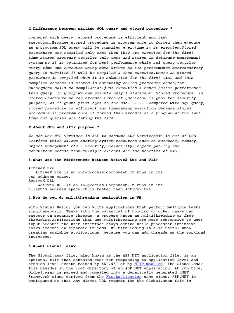 1 Difference Between Writing Sql Query And Stored Procedure Pdf