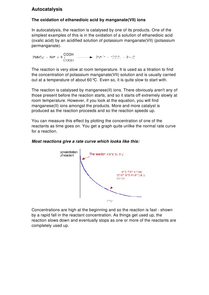 Autocatalysis in Ethanedioic Acid Oxidation | PDF | Science & Mathematics