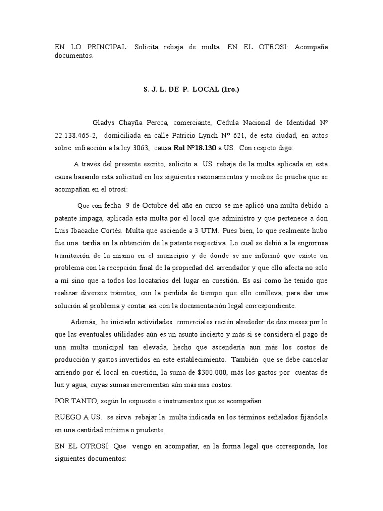 Modelo solicitud suspensión de la pena