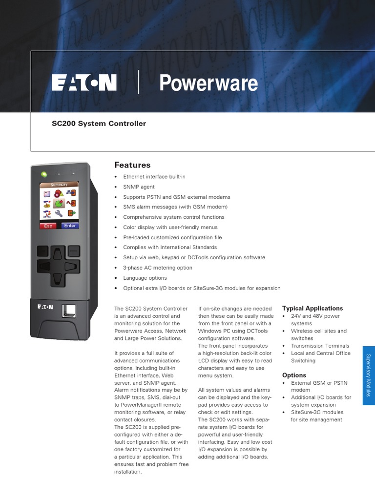 Eaton SC200 System Controller Overview | PDF | Modem | Computer Network