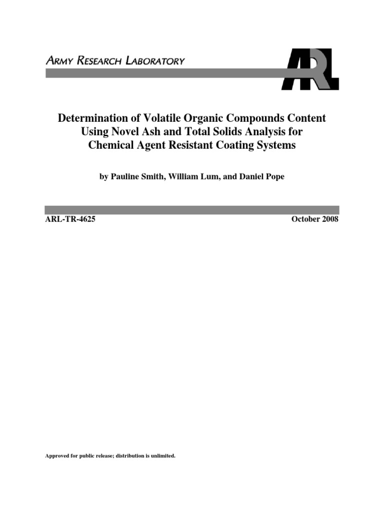 Determination of Volatile Organic Compounds Content Using Novel Ash and ...