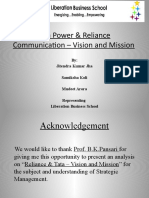 Tata Power & Reliance Communication – Vision and Mission
