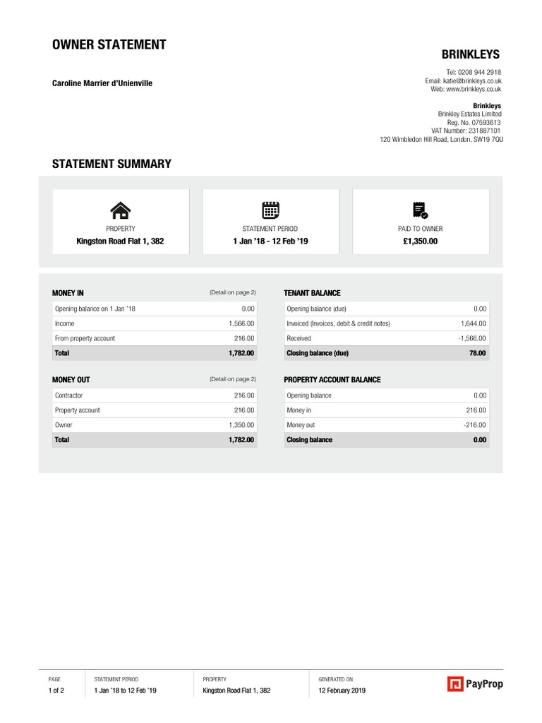 Kingston Road Flat 1 Financial Statement | PDF | Debits And Credits ...