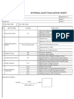 Internal Audit Evaluation Sheet