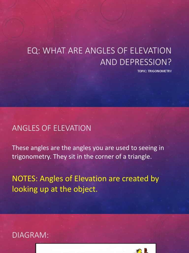 Angles of Elevation and Depression PDF Trigonometry Angle