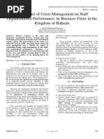 The Impact of Crisis Management on Staff  Organizational Performance