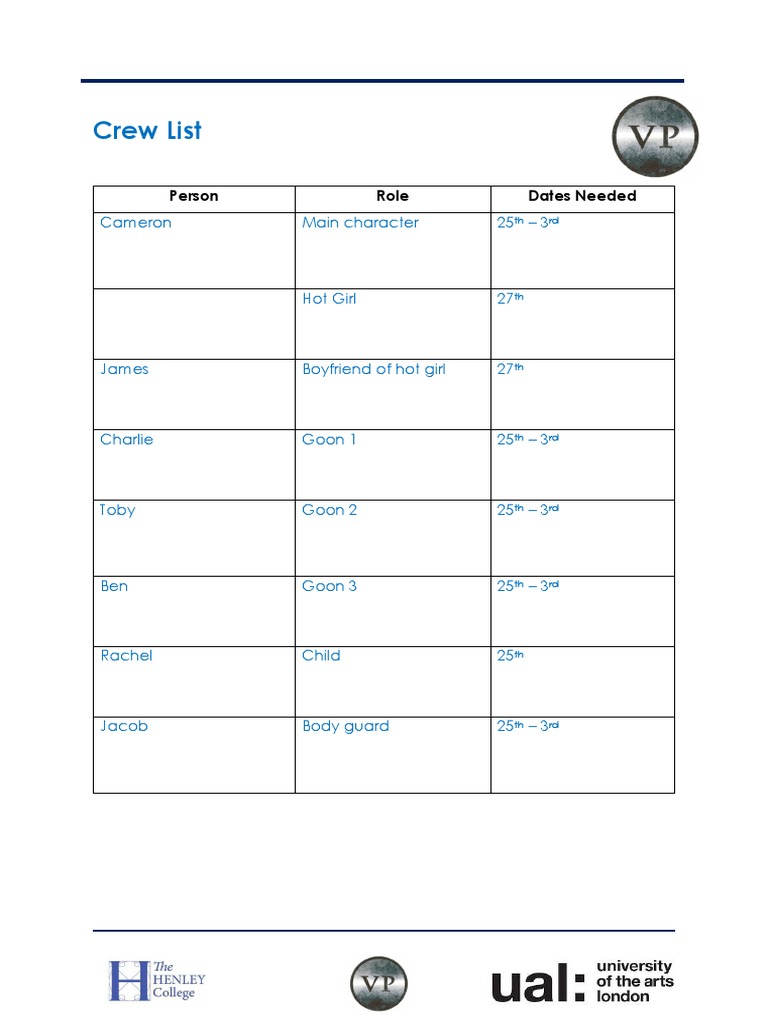 Crew List 1 | PDF