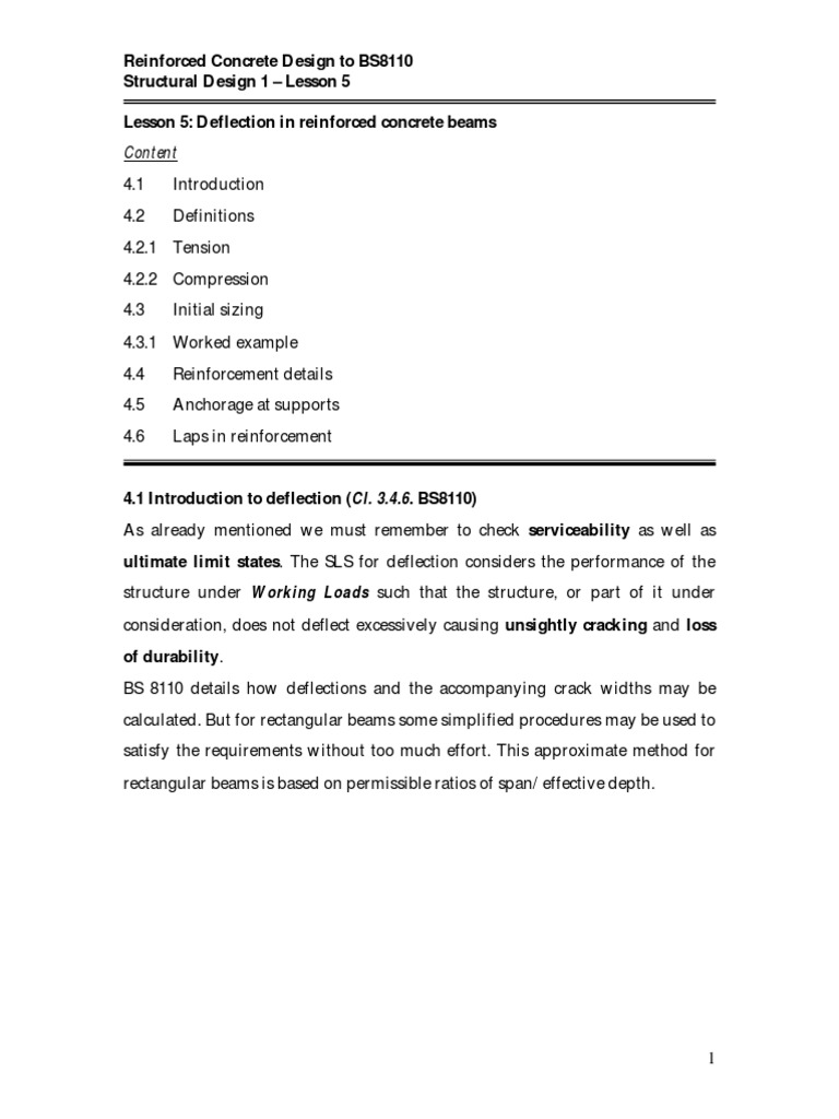 Lesson5 Deflection in Reinforced Concrete Beams PDF | PDF | Beam ...