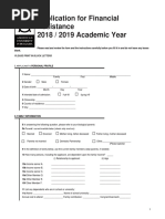 Application For Financial Assistance 2018 / 2019 Academic Year