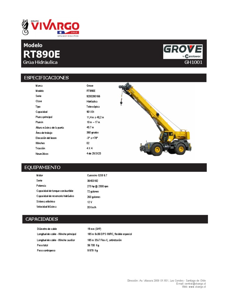 Caracteristicas GH1001 GRT890 GROVE | PDF | Bienes manufacturados ...