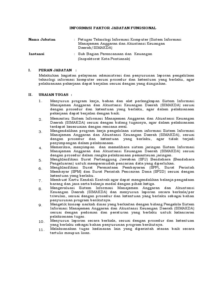 Tugas dan Tanggung Jawab Petugas SIMAKDA | PDF | Komputer