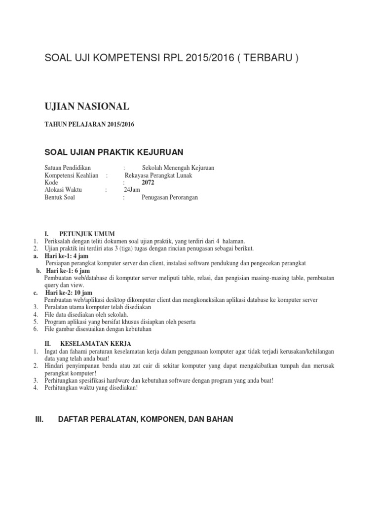 Uji Kompetensi Rpl 2020 Ilmusosial Id